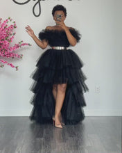 Load and play video in Gallery viewer, Off Shoulder Tulle Trim Skirt Set
