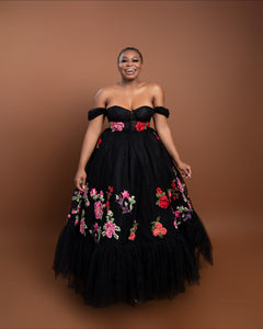 Custom Made Rose Garden Dress in Black