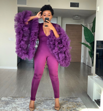 Load image into Gallery viewer, Tulle Sleeve Jumpsuit in Purple
