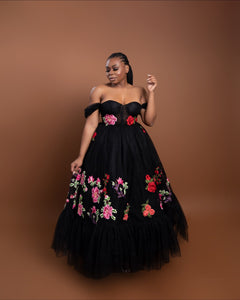 Custom Made Rose Garden Dress in Black