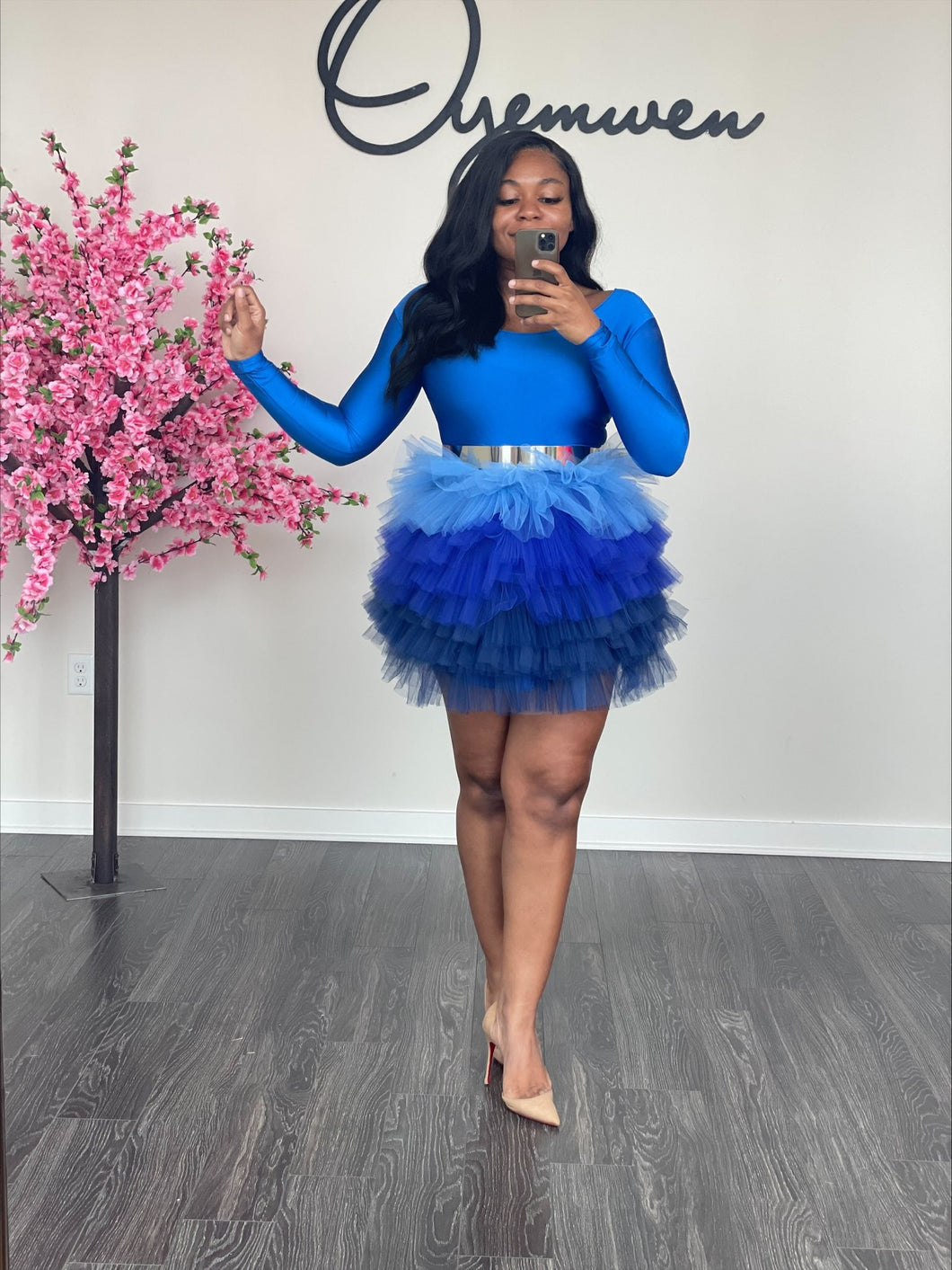 Shades of Blue ombre skirt set