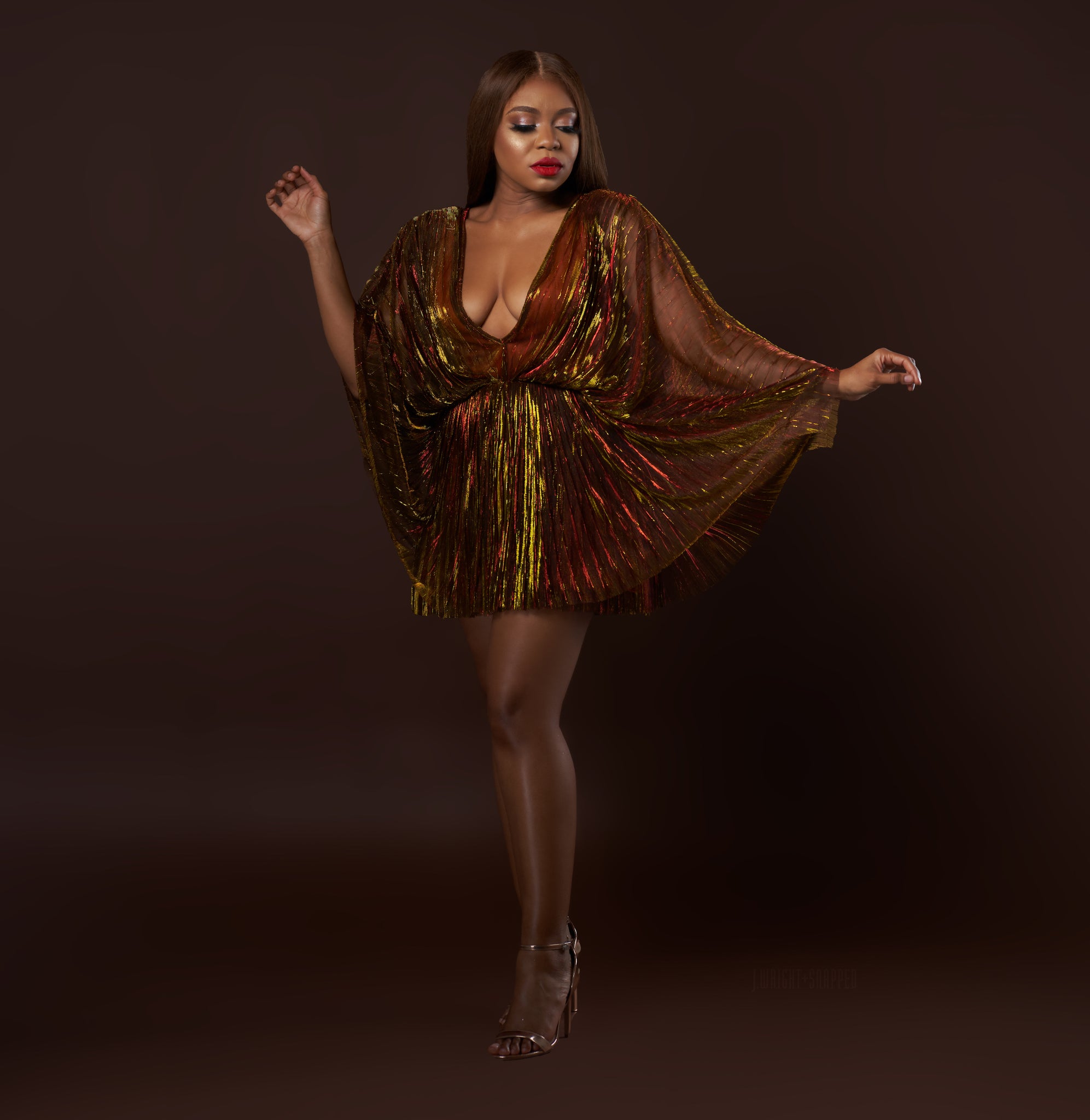Holiday Mini Dress Gold/Red Oyemwen Holiday Mini Dress Gold/Red Oyemwen