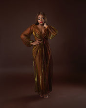 Load image into Gallery viewer, Holiday Draped Dress Gold/Red
