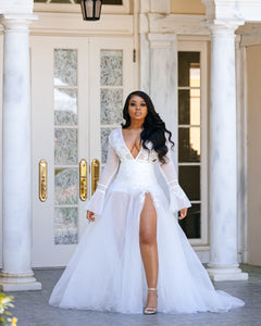 Custom made White Lace Sheer dress
