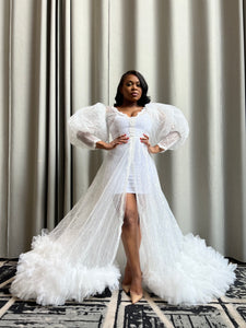 Sequins Veined Tulle Dress in White