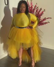 Load and play video in Gallery viewer, Golden Yellow orchid turtleneck skirt set
