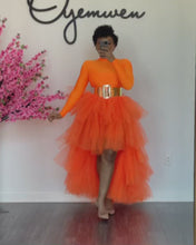 Load and play video in Gallery viewer, Orange orchid turtleneck skirt set
