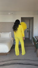 Load and play video in Gallery viewer, Custom Yellow Tulle Shoulder Power Suit
