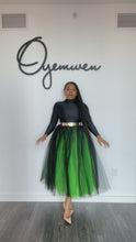 Load and play video in Gallery viewer, Custom Made Neon/Black Pleated Midi Skirt
