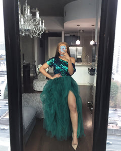 Emerald Hi Slit Skirt Set