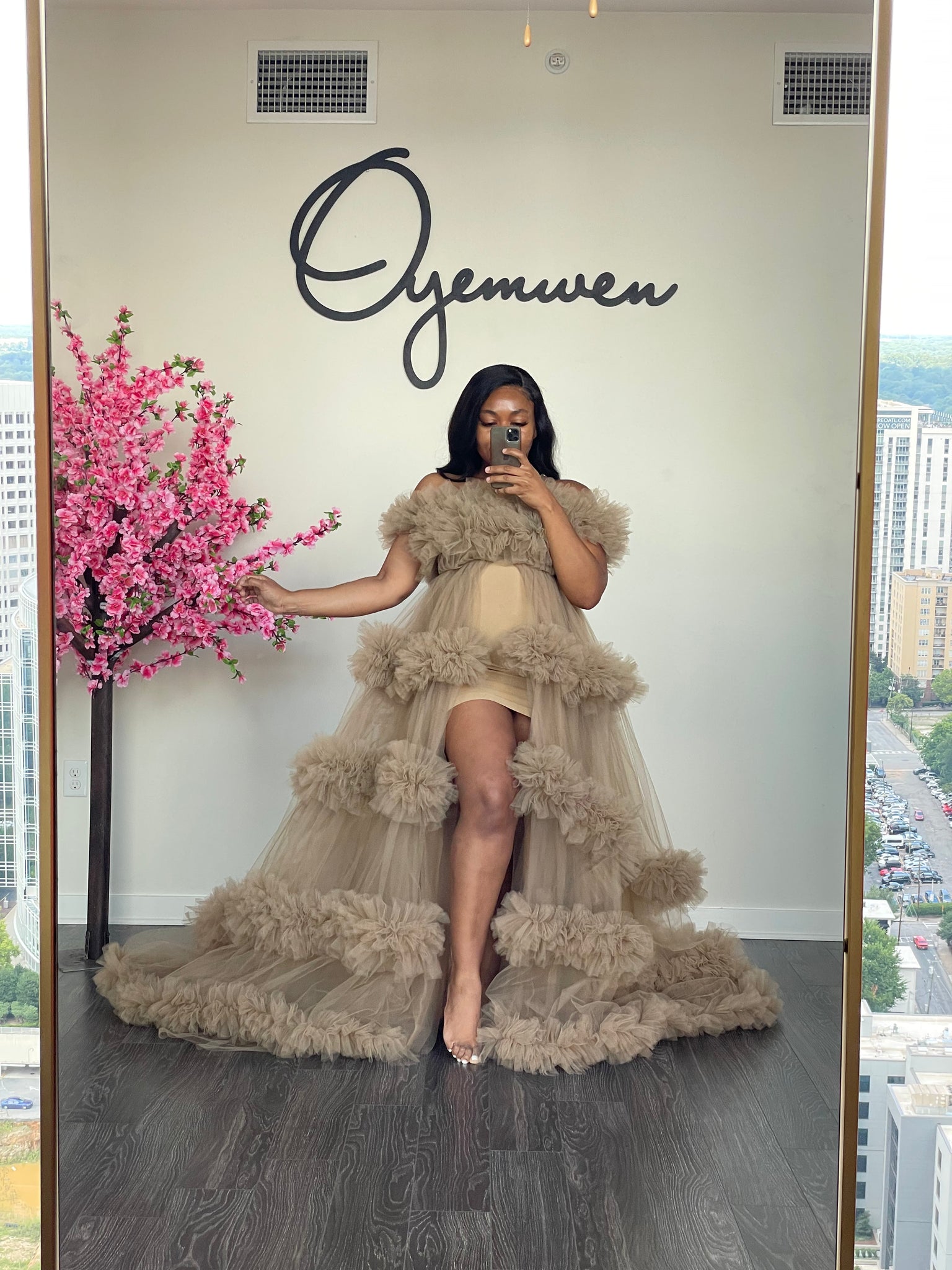 Oyemwen Off Shoulder Tiered Tulle Dress 22