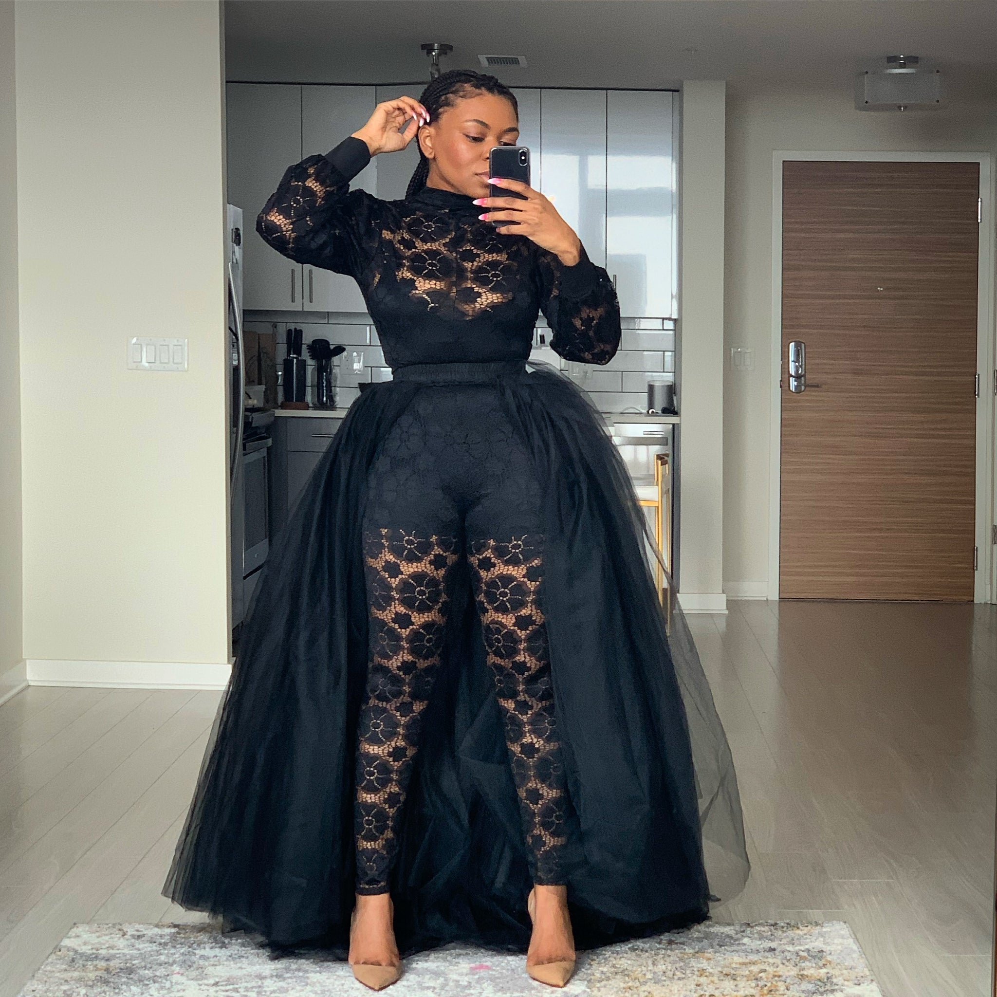 Custom lace tulle jumpsuit Oyemwen Custom lace tulle jumpsuit Oyemwen