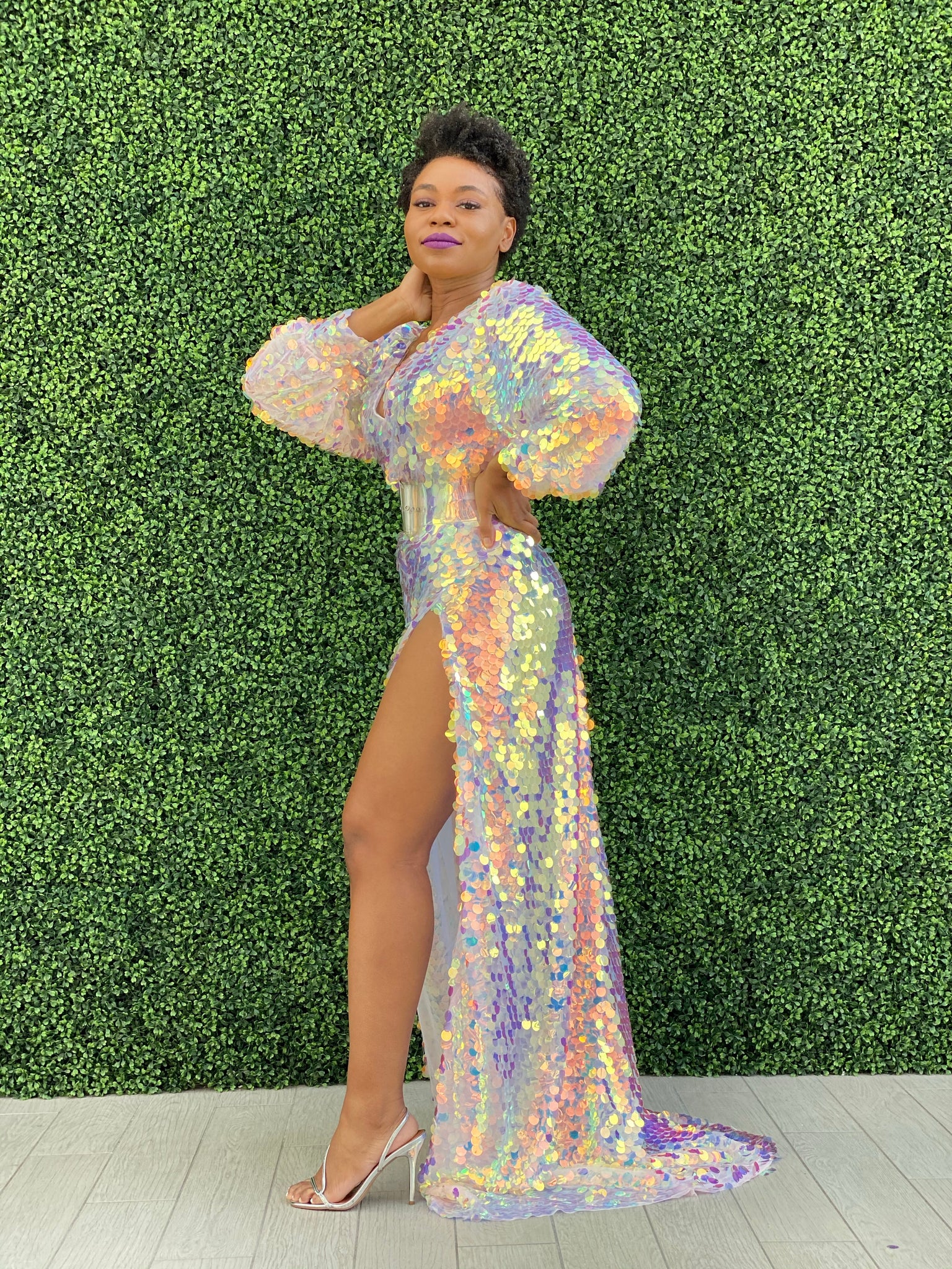 Custom Oyemwen Sequin High Slit Birthday Dress 2XL Custom Oyemwen Sequin High Slit Birthday Dress 2XL