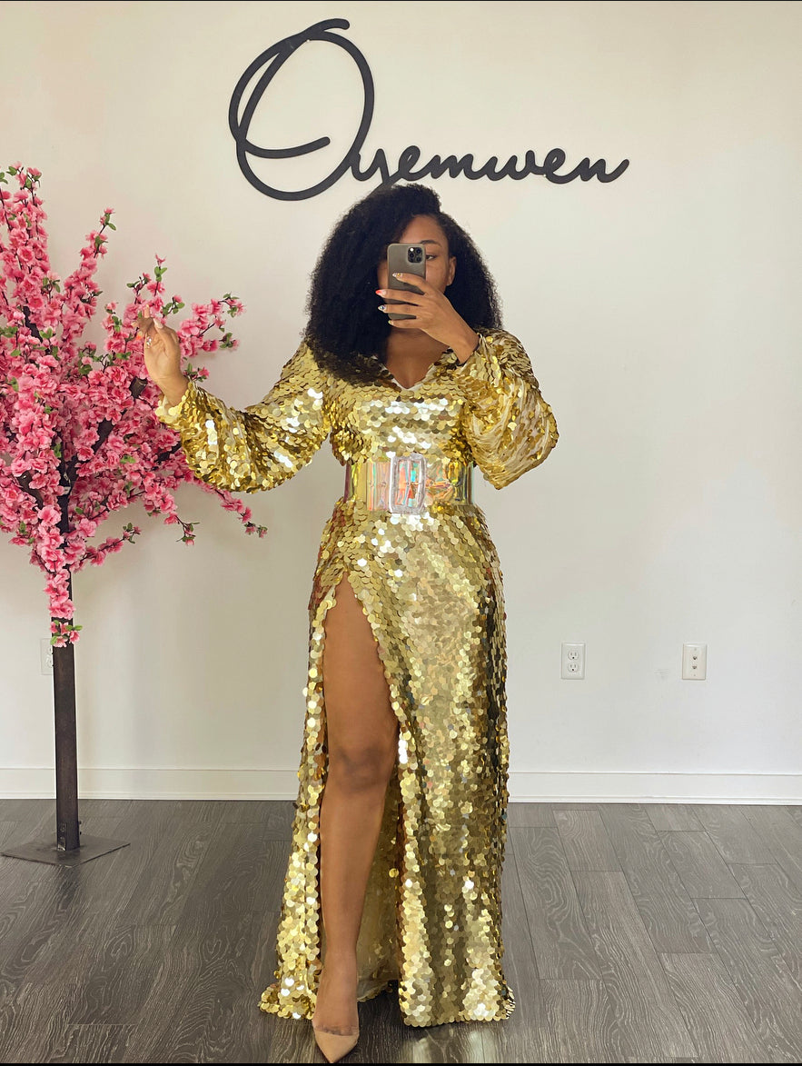 Custom Birthday Dress in Gold