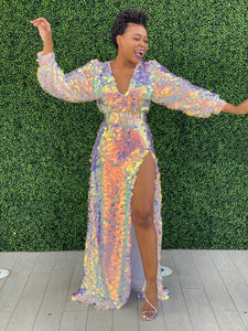 Custom Oyemwen Sequin High Slit Birthday Dress 2XL Custom Oyemwen Sequin High Slit Birthday Dress 2XL
