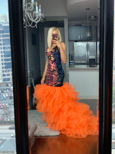 Load image into Gallery viewer, Orange tulle sequins dress
