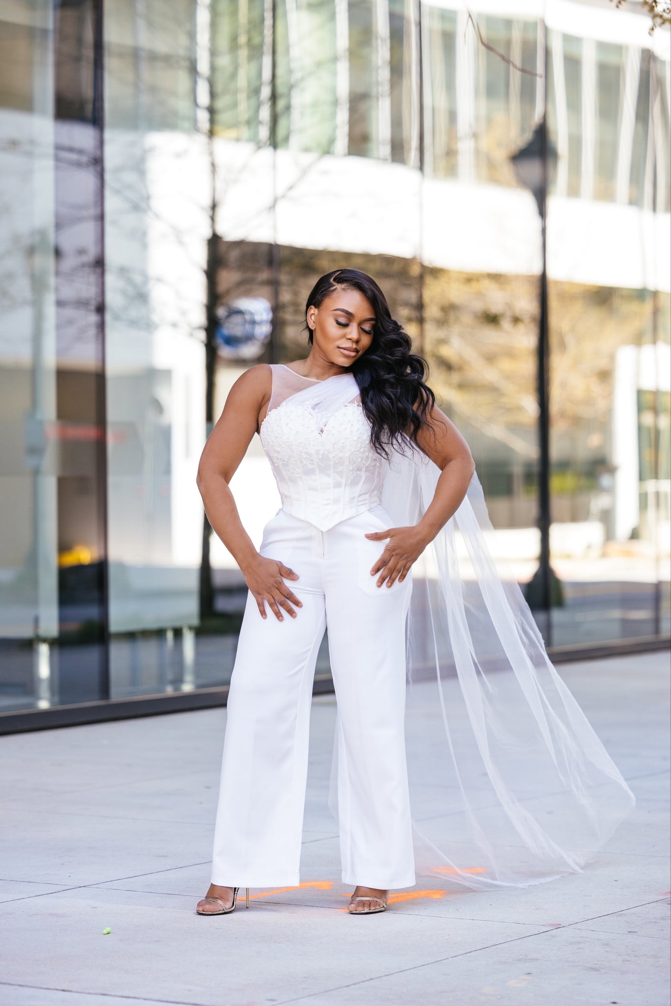 corset with dress pants Elegant Satin Bridal Pants and Lace Drop Waist Corset Set Riki 10 US (42 EU) / Off-white