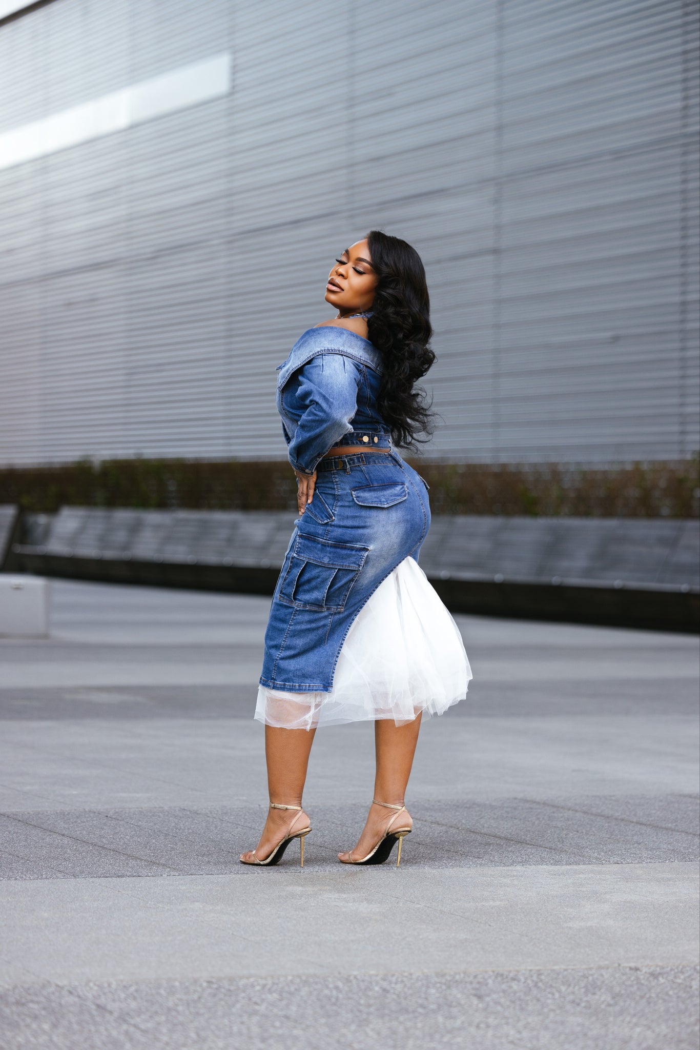 Business in front, Party in the back Denim and Tulle Set – Oyemwen Business in front, Party in the back Denim and Tulle Set – Oyemwen