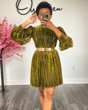 Load image into Gallery viewer, Forbidden Garden Gold Pleated Dress
