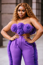 Load image into Gallery viewer, Spring is here Purple Rosette Pant Set

