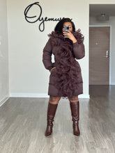 Load image into Gallery viewer, Tulle trim Chocolate Luxe Leisure Puffer

