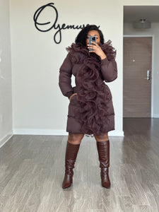 Tulle trim Chocolate Luxe Leisure Puffer