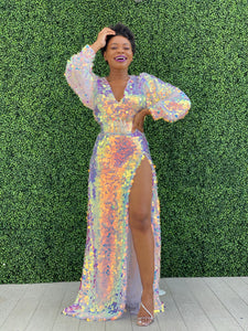 Custom Oyemwen Sequin High Slit Birthday Dress 2XL Custom Oyemwen Sequin High Slit Birthday Dress 2XL