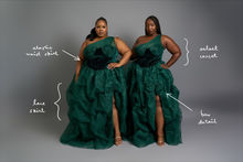 Load image into Gallery viewer, Lace Velvet Skirt Set in Emerald Green
